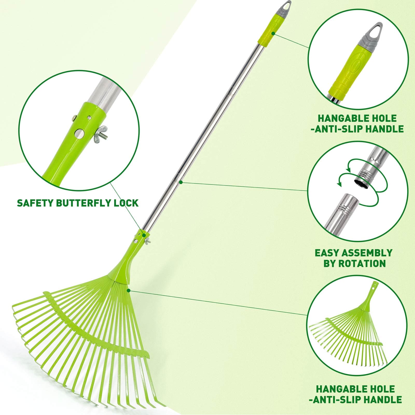 heavy duty garden rake close-up